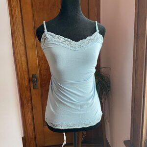 Y2K Deb Baby Blue Lace Cami Top Coquette Fairycore Romantic Tank S Artist Boho